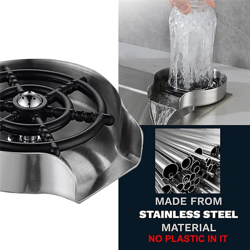 Automatic Glass Rinser Cup Washer for Sink, Sink Glass Rinser, - Sink Cup Rinser, Bottle Washer for Sink, Cup Cleaner