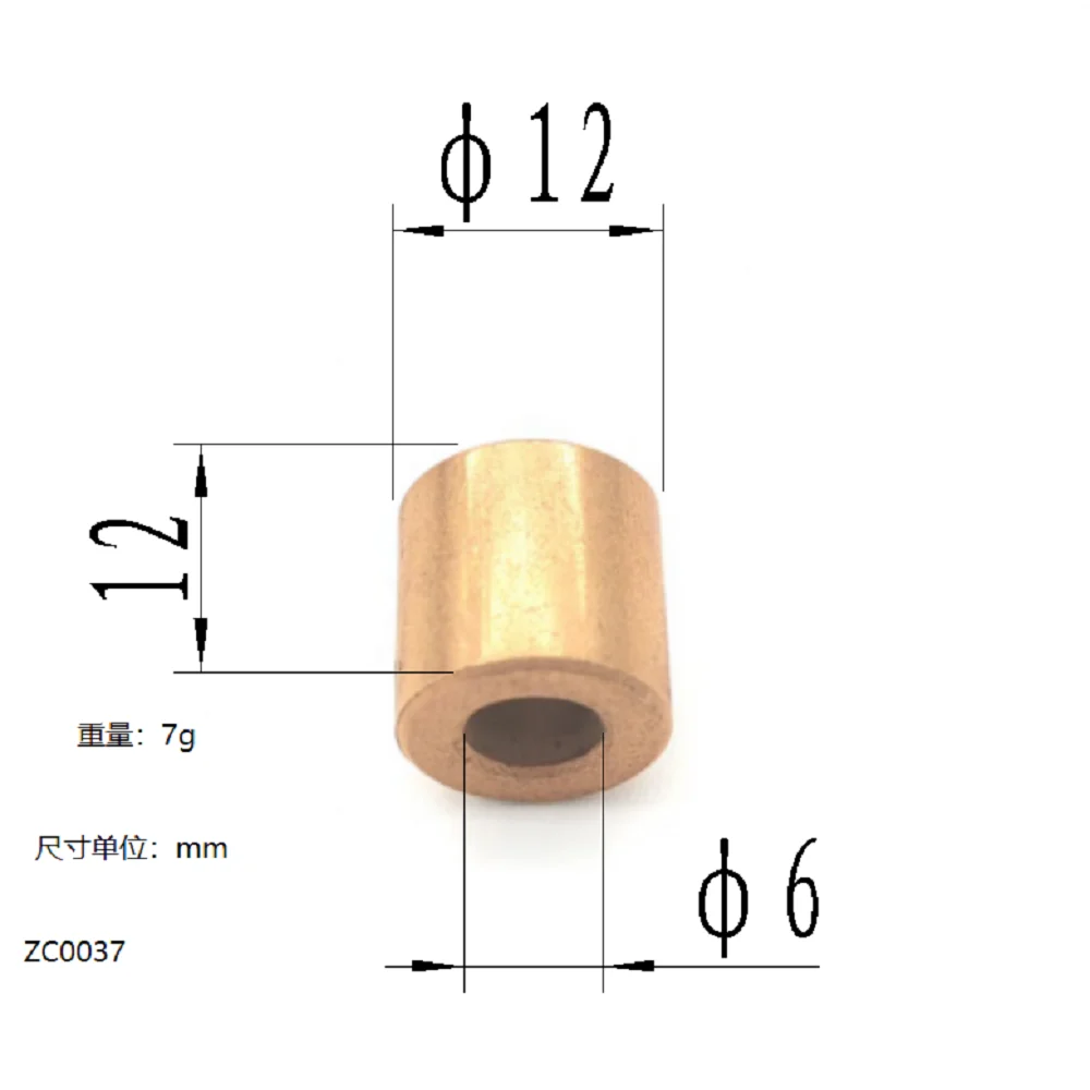 

5 шт. 6*12*12 Zc0037-Zc0041 Масляные подшипники для соковыжималок, Масляные подшипники для автомобилей, втулки порошковой металлургии на основе медного железа, медные втулки, направляющие втулки