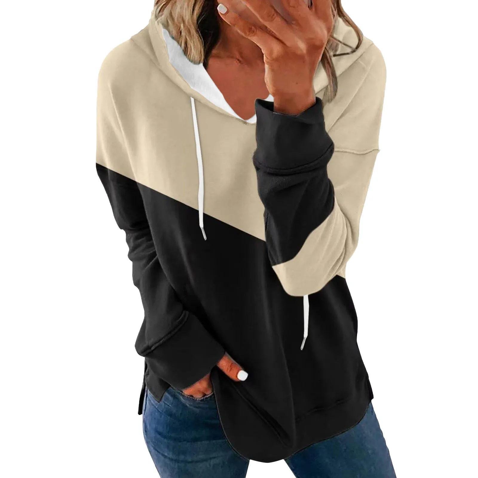Women's Autumn Winter Fashion Sweatshirt Hooded Drawstring Hoodies Print Casual Comfortable Loose Top For Women Clothes