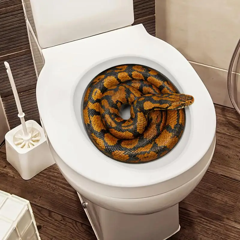Realistic 3D PVC Python-themed Toilet Seat Sticker: Self Adhesive Bathroom Decals Home Decor