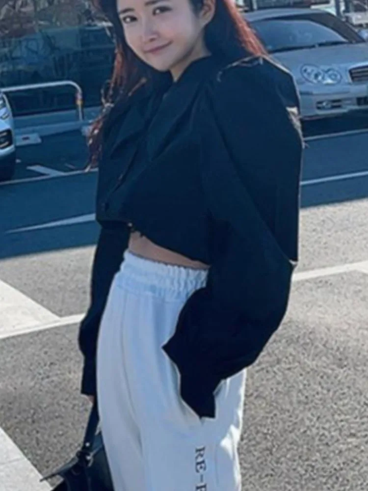 Azul faion irt design feminino cintura-emagrecimento ort bolha sve gola de boneca jovem único botão superior commute sle