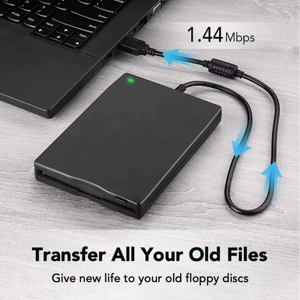 Floppy Disk Reader, External USB Floppy Disc Reader, 3.5 inch 1.44 MB FDD Floppy Disk Drive for PC Laptop Windows 11/10/8/7/XP