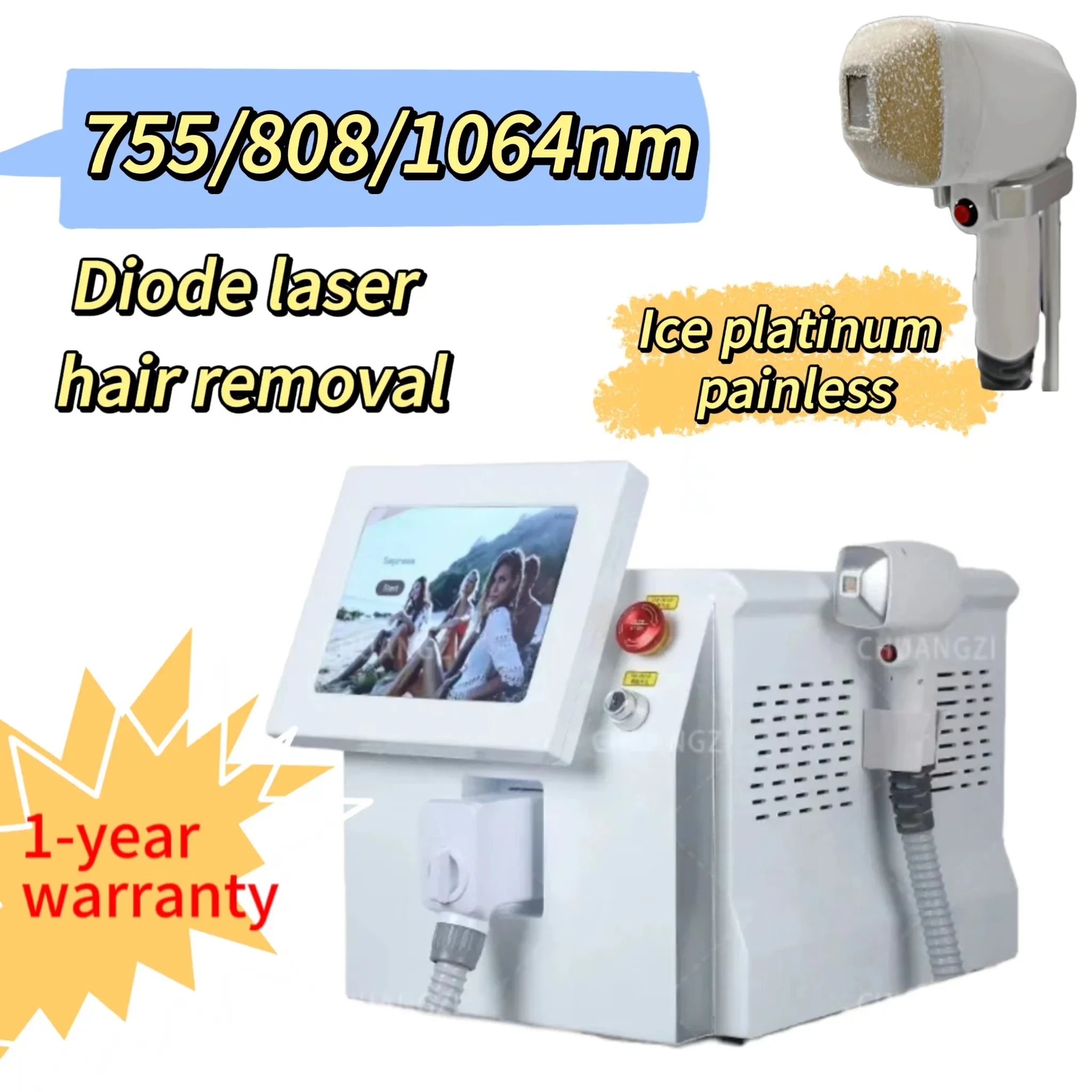 808nm Diode Laser Hair Removal Machine Ice Titanium 3 wavelengths Permanent Full body Depilator Skin Rejuvenation Equipment