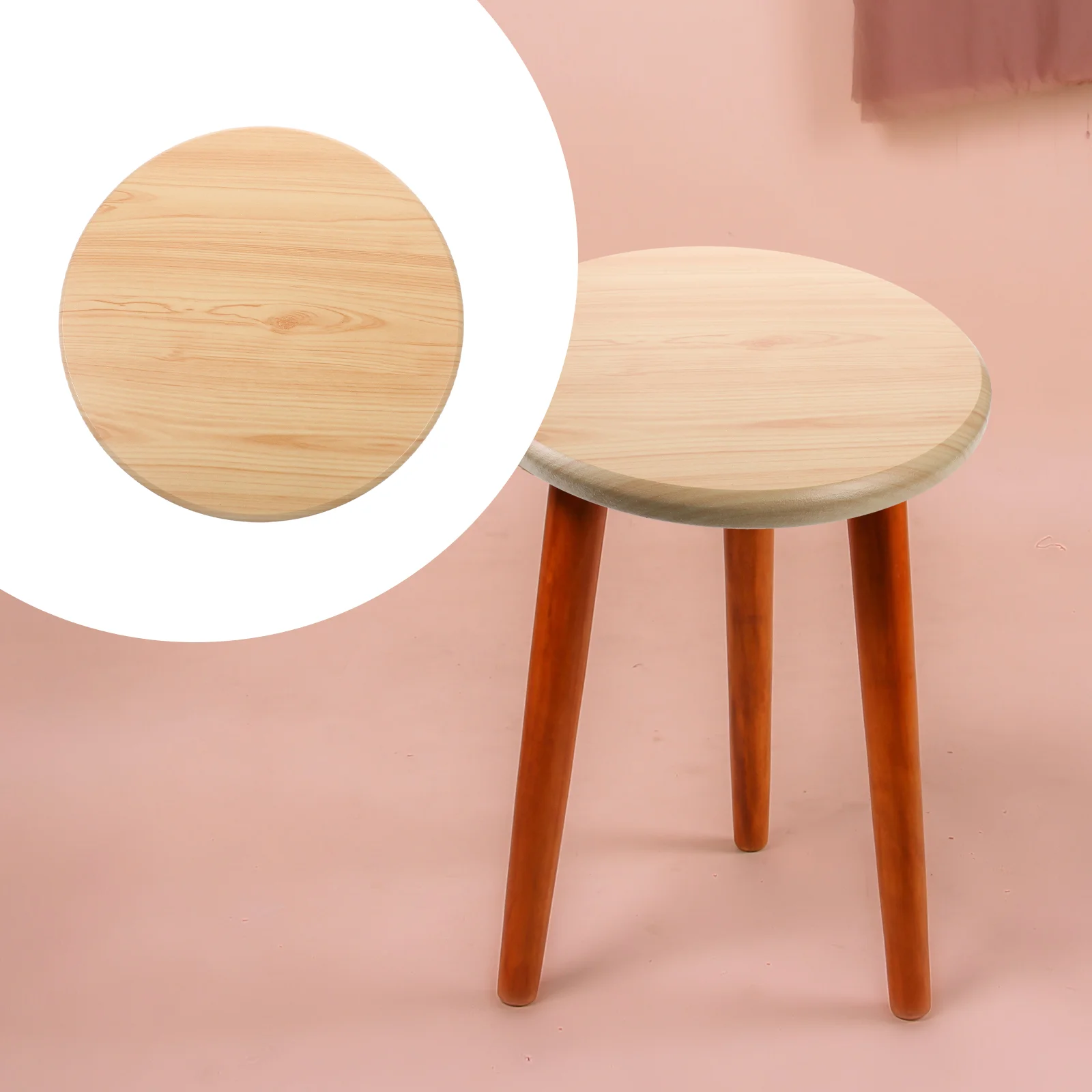 Round Chair Stool Surface Restaurant Non-plastic Office Chairs Wooden Seating Part Replacement