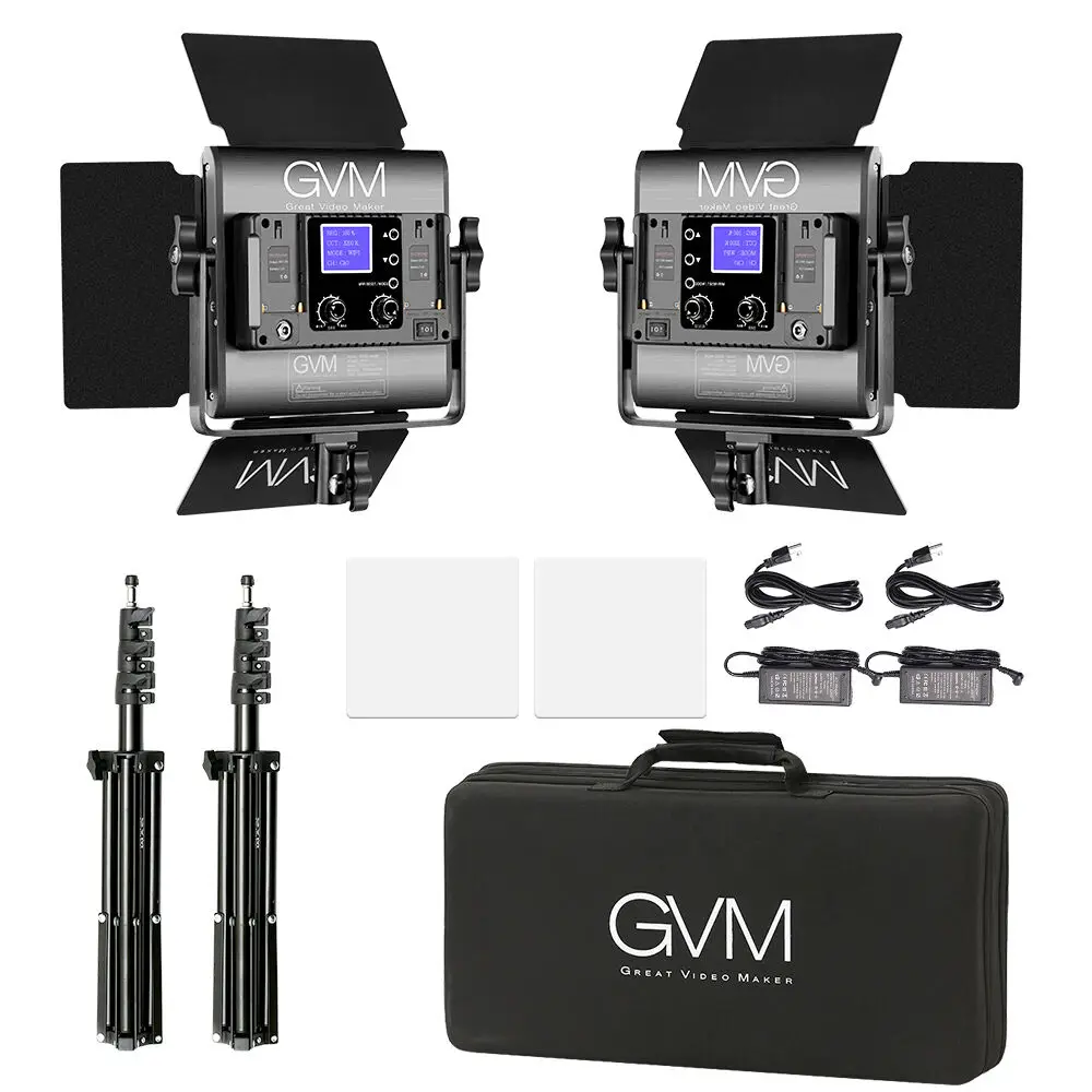 GVM 800D RGB Led Video Light 2PCS Video Lighting Kit w APP Control 40W Photography Lighting Led Panel Light for Studio YouTube