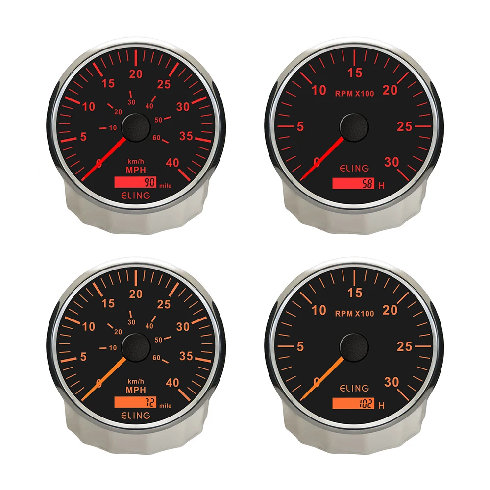 110MM Gauger Set GPS Speedometer 0-40MPH 80M 160M Odometer with Tachometer 12V 24Volts with Backlight for Car Vessels Yachts