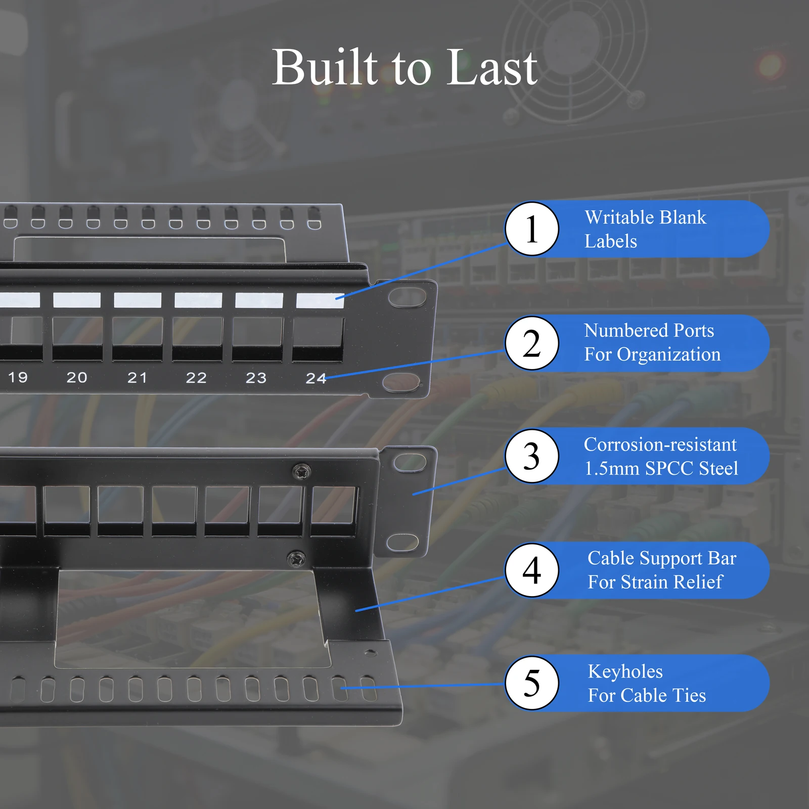 24/48 Port 19inch Blank Network Patch Panel Empty With Cable Management Rackmount or Wall Mount For Keystone Jacks