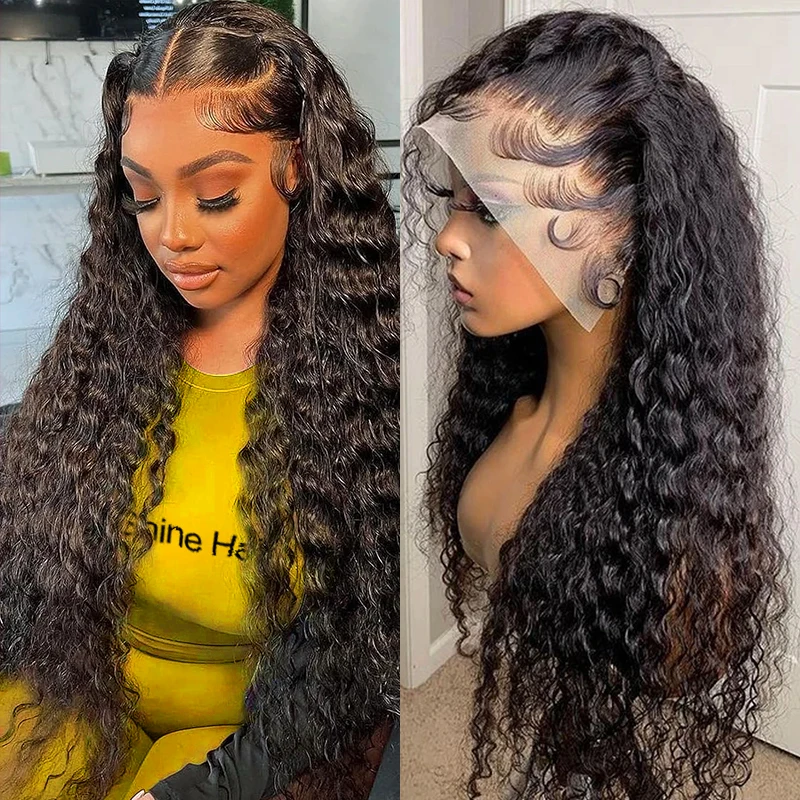 13x4 Deep Wave Frontal Wig 13x6 Hd Lace Front Curly Water Wave Glueless Wigs 250 Density 360 Full Lace Wig Human Hair Preplucked