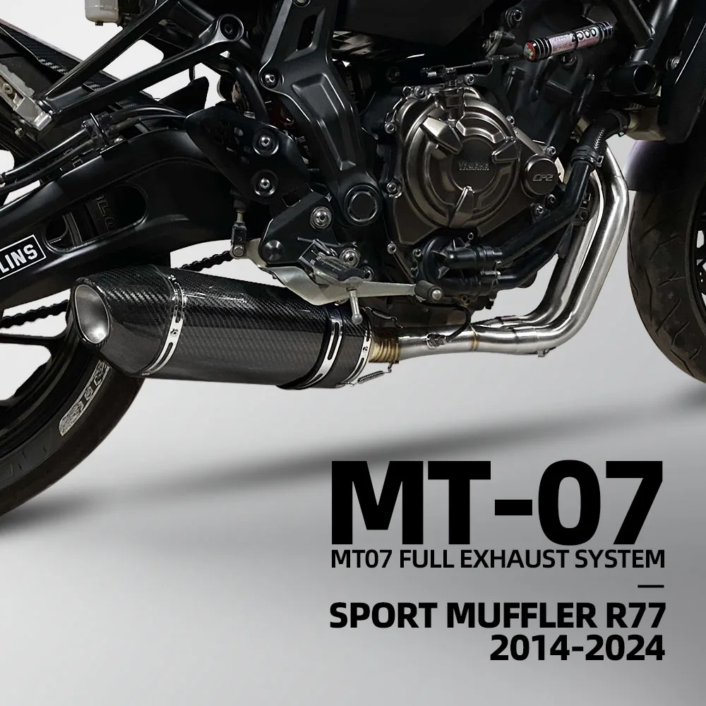 

For Yamaha MT07 2014-2024 R7 2021-2025 Motorcycle Full Set Bottom Exhaust System Manifold Connect R77 Muffler with DB Killer