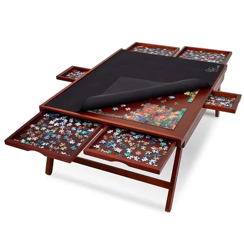 puzzle table tray brain games 1500 piece wooden folding jigsaw puzzle boards table pliante rack with drawers