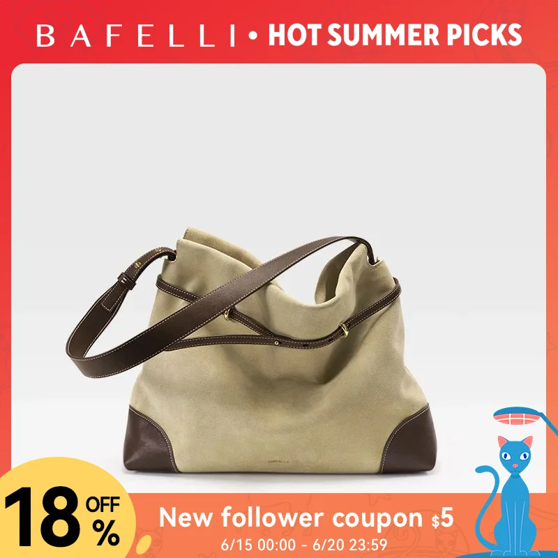 

2026 ﻿Genuine Suede Women's Bag Large Capacity Crossbody Underarm Tote for Commuting Multi-functional BAFELLI Hobo Bag