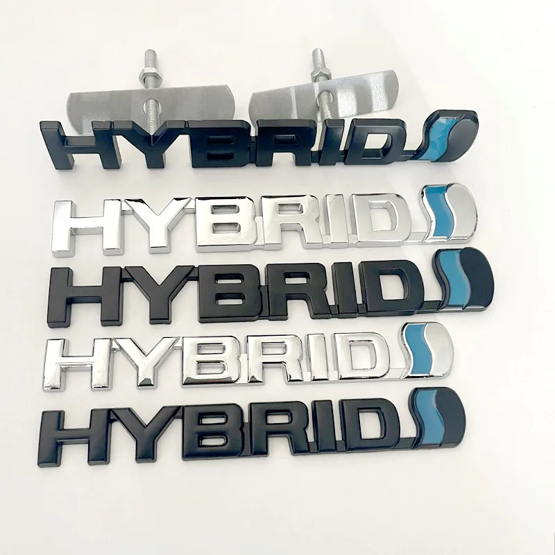 3D Metal HYBRID Logo Grill Side Fender Rear Trunk Emblem Badge Car Sticker Decals For Toyota Prius Camry Crown Auris Rav4s TRD