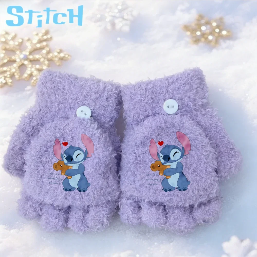 

Зимние перчатки без пальцев с принтом Дисней Стич, прочные, легкие, милые, для девочек, аксессуары для спортивной одежды, подарок