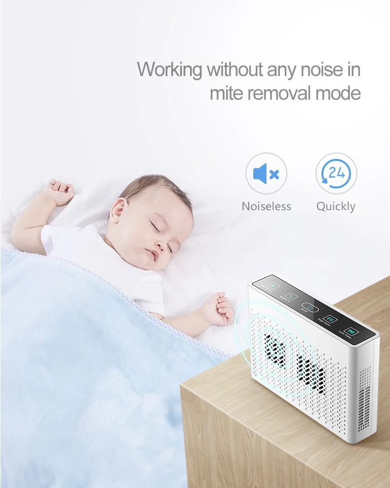 Air Purifier for Pet Odor Negative Ion Air Freshener Ultrasonic Dust Mite Killer Dual Ozone Modes Portable Hotel Air Disinfector