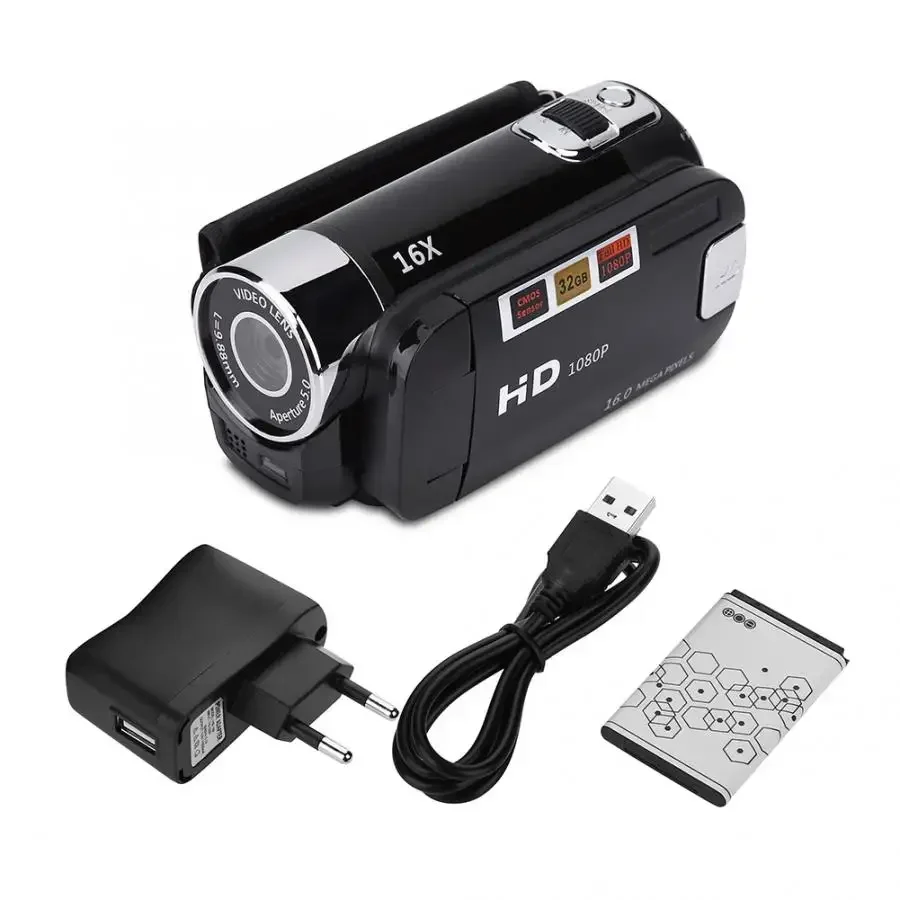 16MP 16X HD Digital Camcorder 720P Full HD 16MP Digital Video Camera 270 degree Rotation Screen 16X Night Shoot Zoom