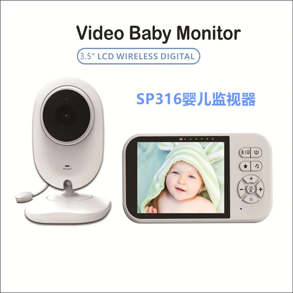 3.5 inch Video Baby Monitor Camera Digital Zoom Two Way Audio Auto Night Vision 720P HD Security Camera Babysitter SP316