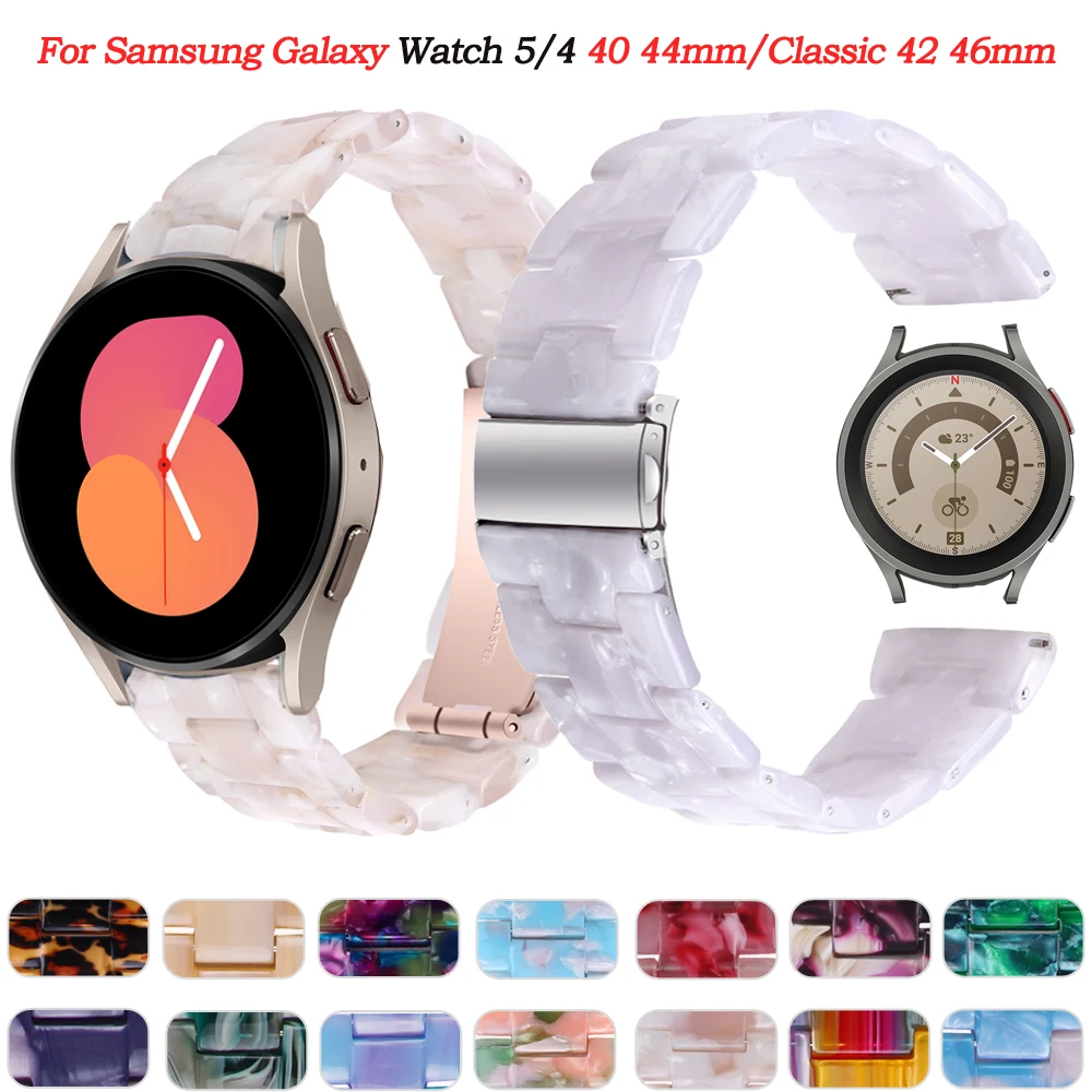 Pulseira de relógio de resina para Samsung Galaxy Watch 4, Classic 42, 46mm, Pulseiras, 20mm, Galaxy Watch 5, 40mm, 44mm, 45mm, Watch5 Pro