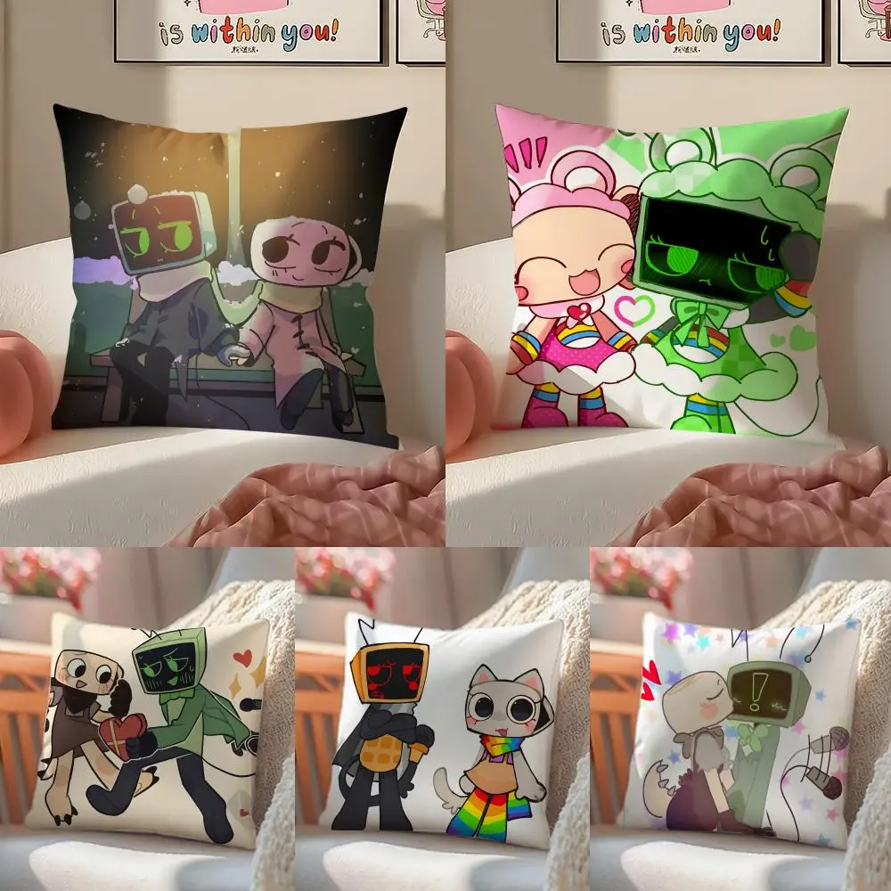 

Чехол для подушки с мультяшными персонажами v-Vee & Shelly, короткий плюш, невидимая молния, для дивана или комнаты