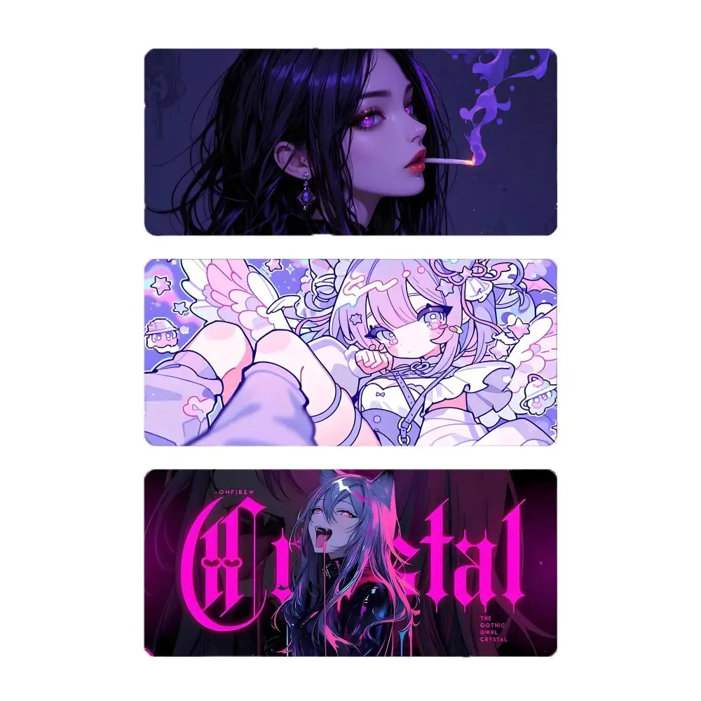 Art Portrait Purple Anime Girl Mouse Pad Large Gaming Mousepad with Stitched Edges Thickened Desk Mat PC