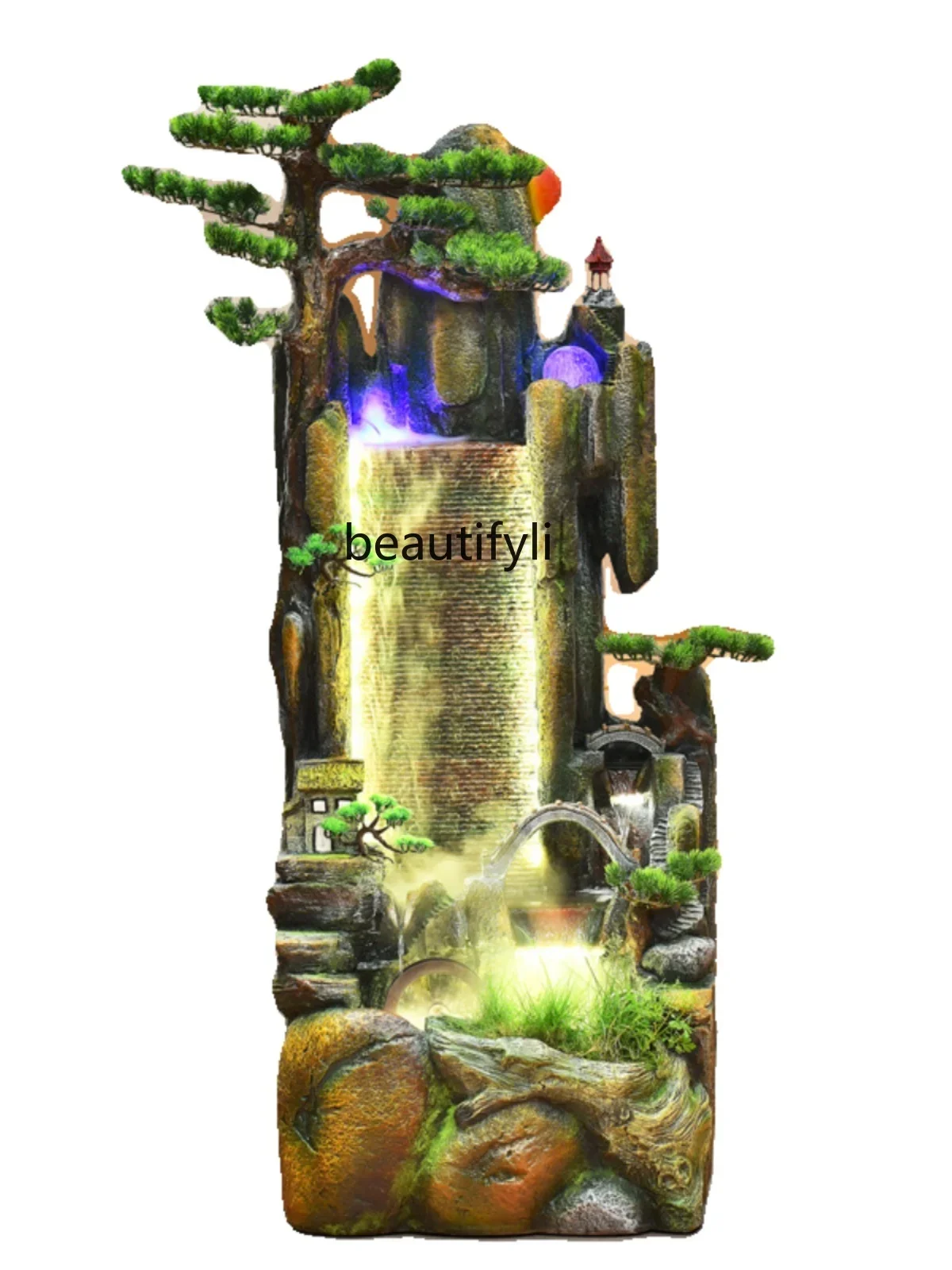 rockery, ornament, circulating water, living room, entrance office, small water curtain wall, high-end floor decoration