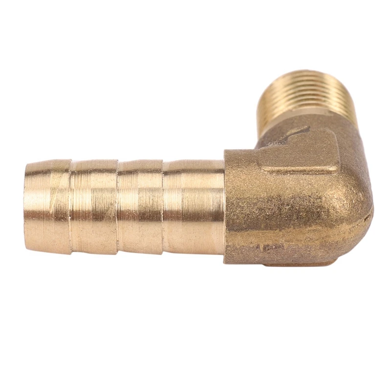 5Pcs 8Mm Hose X 3/8 Inch Male Thread 90 Degree Brass Elbow Barb Coupler Connector