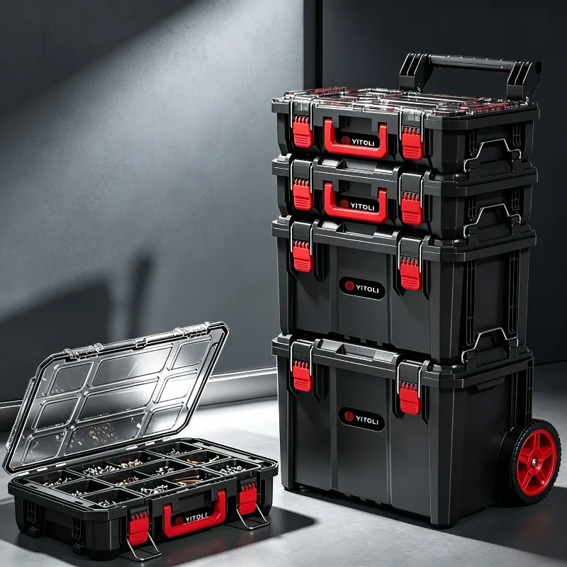 Vehicle-mounted Toolbox Multifunctional Trolley Suitcase Combinational Stacked Packaging Box Large-capacity Tool Storage Boxes