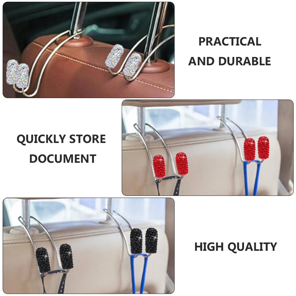 

2 pcs Car Chair Hooks Stainless Steel Double Storage Holders Back Seat Hanging Groceries Clothes Umbrella Handbags Accessories