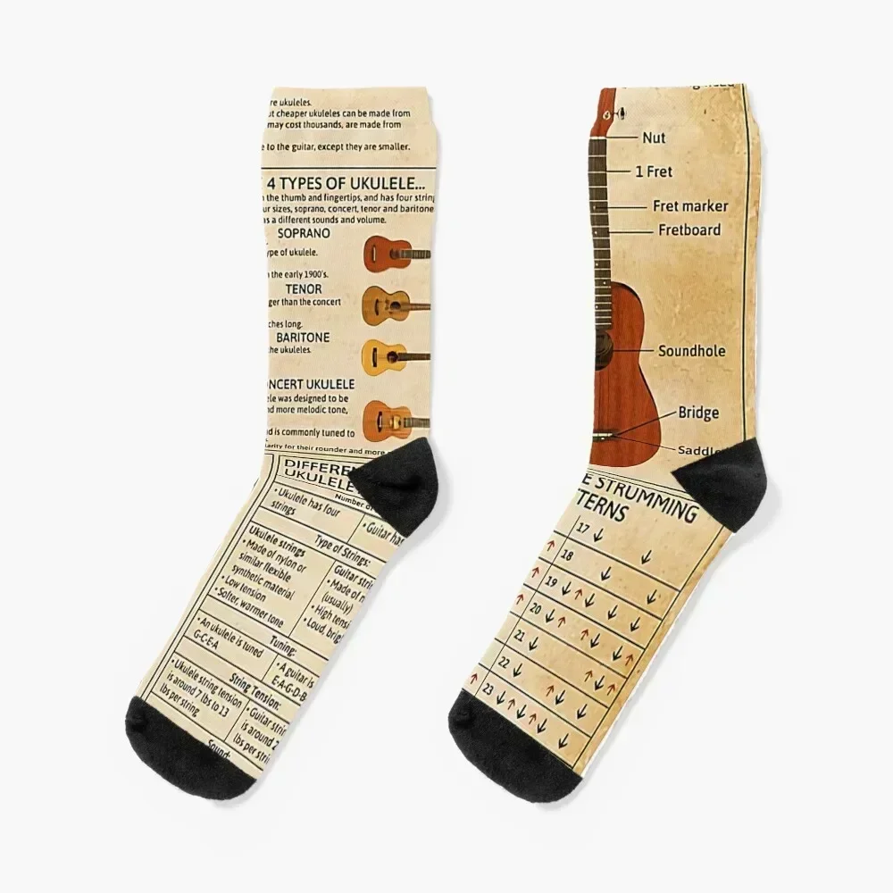 

Ukulele Knowledge Socks with print custom sports warm winter cartoon Socks Women's Men's