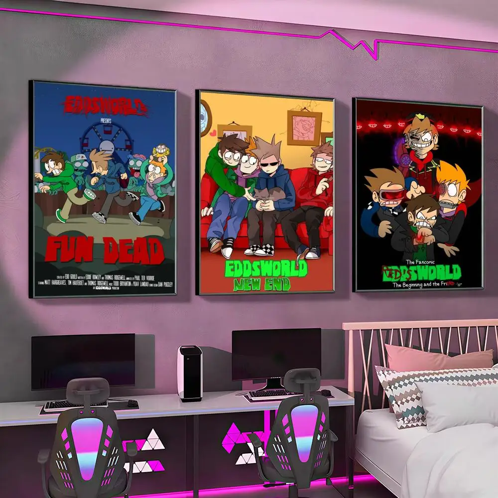Anime Cartoon E-Eddsworld Poster Versatile HD Waterproof Wall Art Self-Adhesive Decor for Any Space Ideal Gift