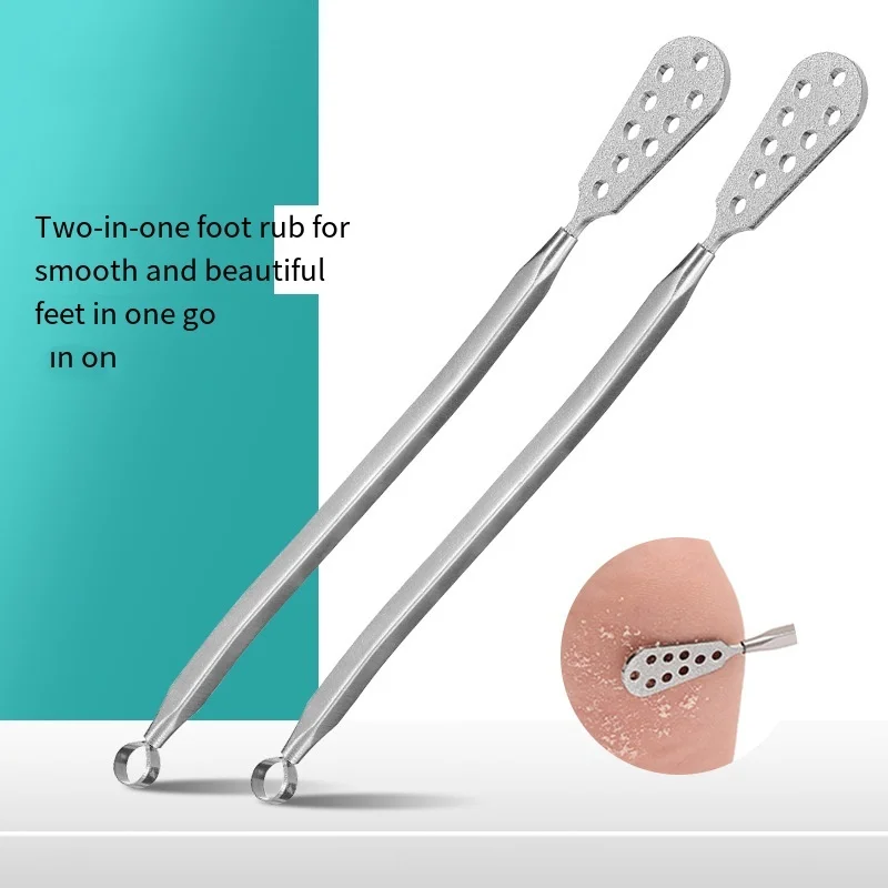 プロのフットグラインダー、角質除去ツール、両端ステンレス鋼フットファイル、ペディキュアスクラバー、角質除去ツール