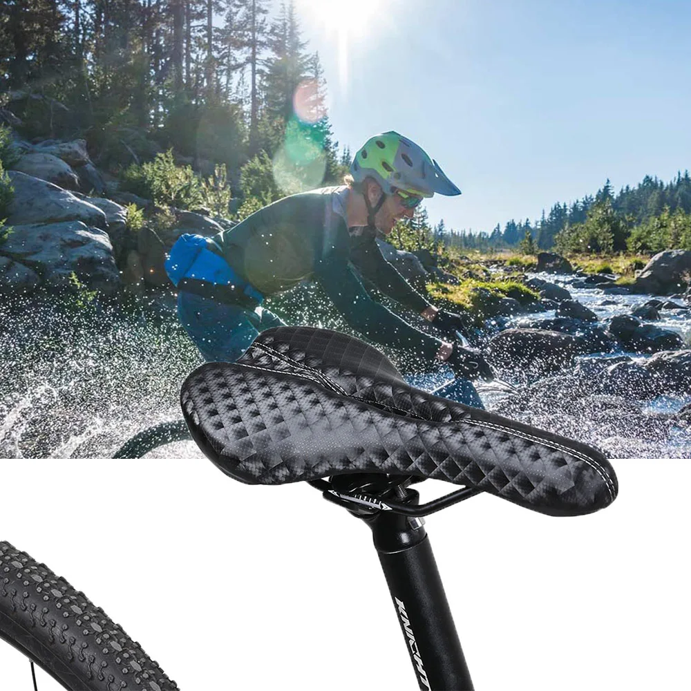 Mountain Bike Seat Bicycle Saddle, Waterproof Hollow Breathable Lightweight Shock-Absorbing Seat Cushion Bike Saddle Parts