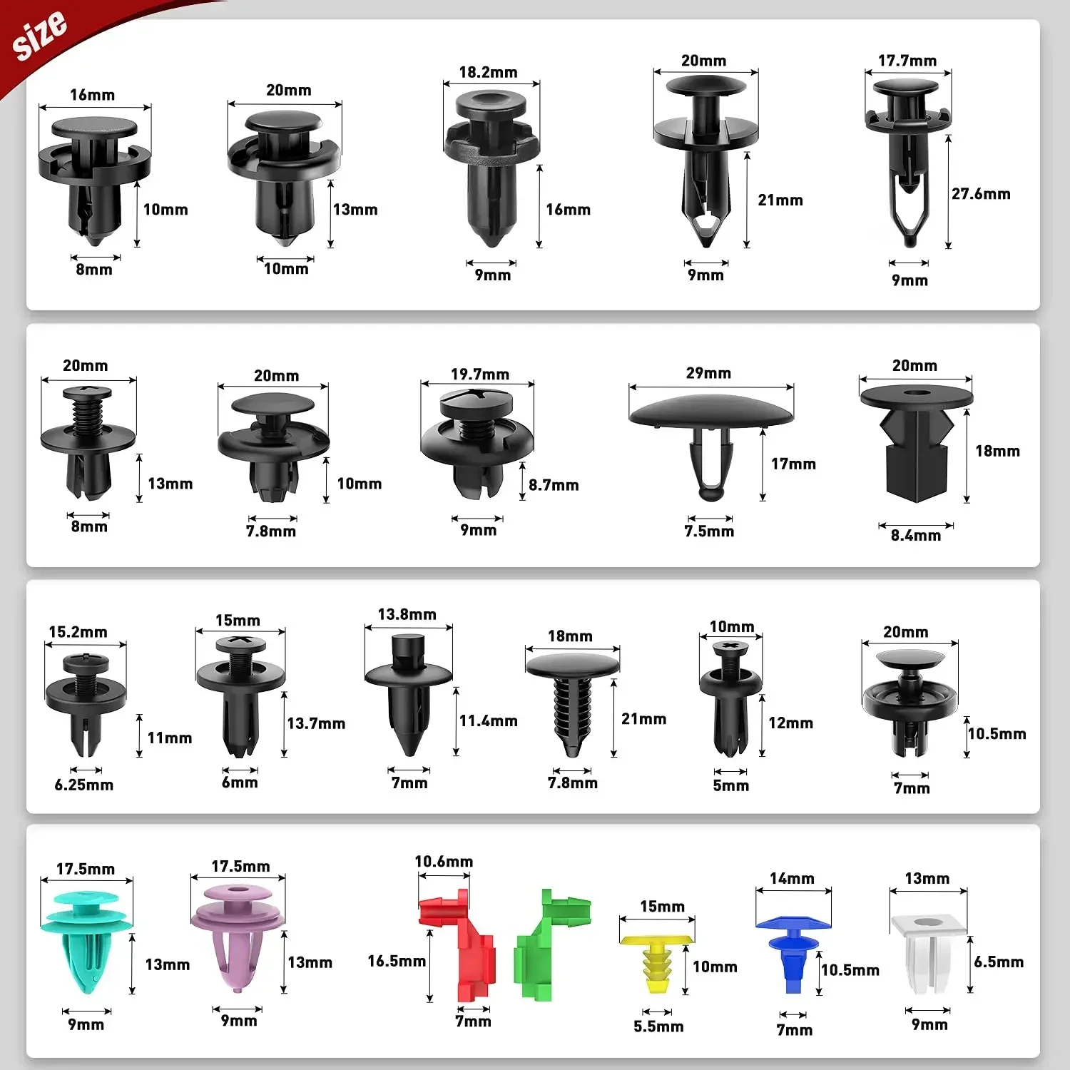 

680Bumper Clips Car Retainer Clips Plastic Fasteners Kit Auto Body Push Rivets Fender Liner Clip Set Toyota GM Ford Honda Chevy