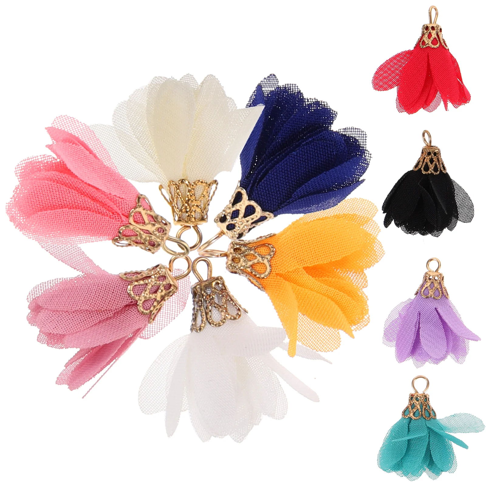 

Tassel Accessories Chiffon Flower Pendant Earring Charms Handmade DIY Decorations Jewelry Making Supplies Novelty Ornaments