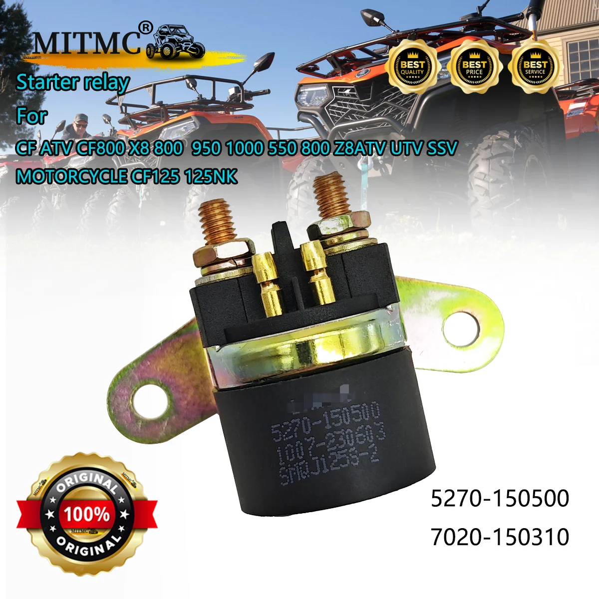 

Original Starter Relay For CF ATV CF800 X8 800 MOTORCYCLE CF125 125NK SSV ZForce 950 1000 550 800 Z8 5270-150500 7020-150310