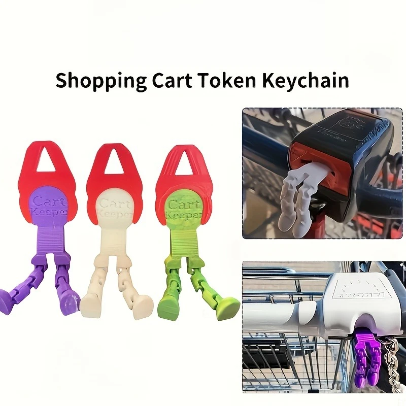 Multi‑Function Trolley Unlocking Token Keychain, Durable Plastic Shopping Cart Release Chip, Pocket‑Size Creative Gift Accessory
