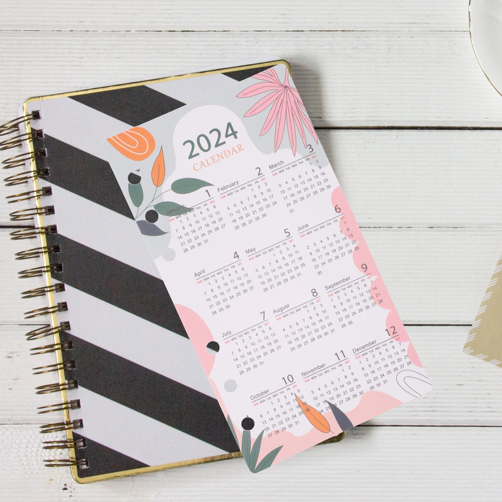 

2024 Desk Calendar A6 Glitter Loose Leaf Notebook Separator Monthly Planner Page Binder Dividers Refillable Supplies