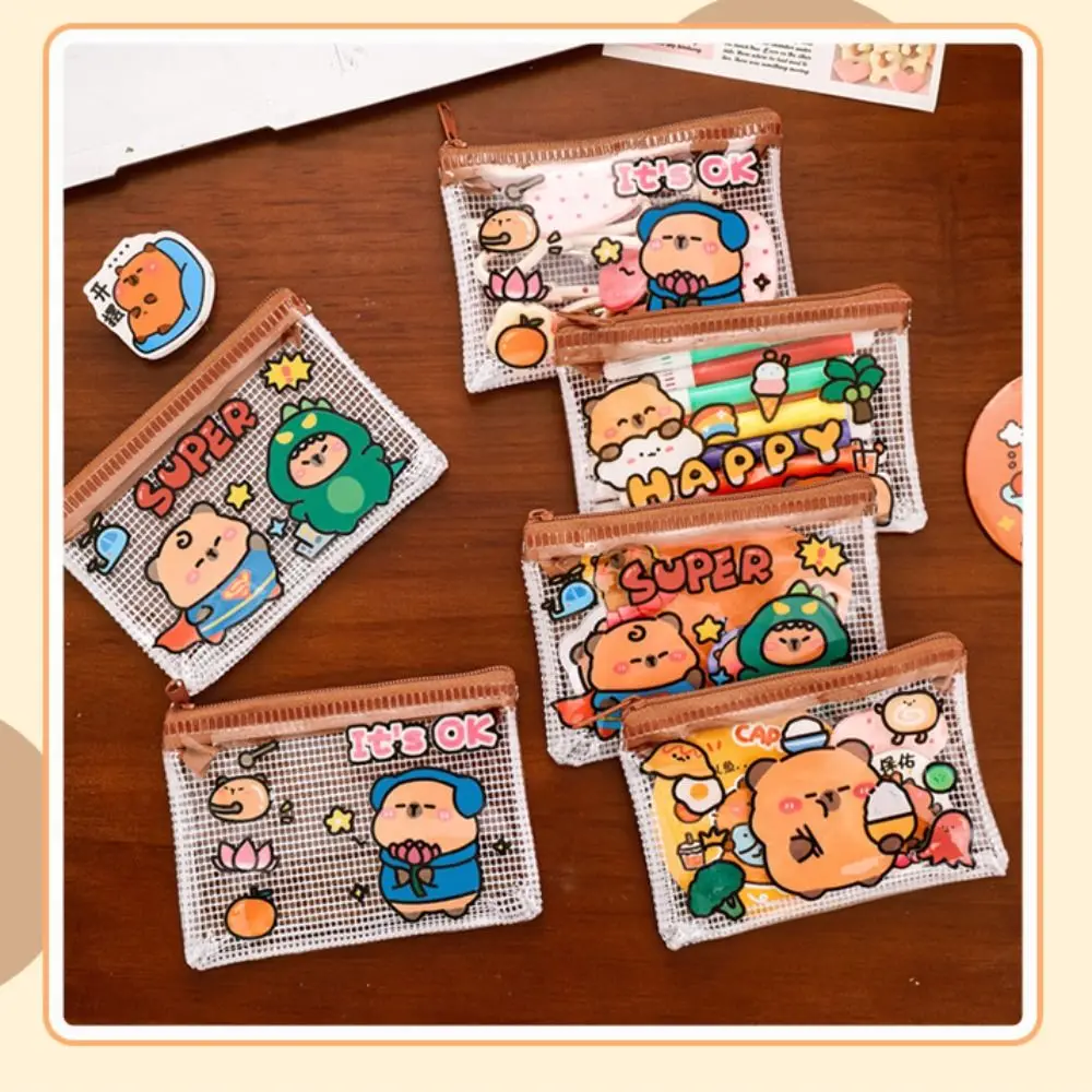 Borsa portaoggetti portatile Capybara Cartoon Mini Portafoglio Portachiavi in PVC Organizzatore di auricolari Regali per bambini