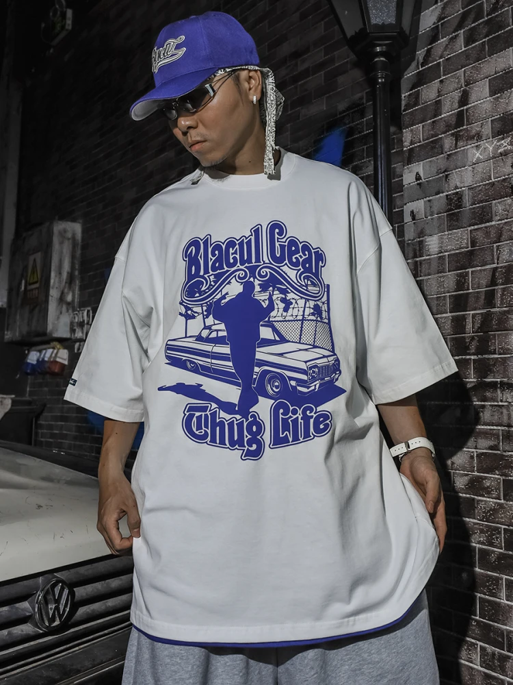 

Мужская футболка свободного кроя ort Sve Street Dance с принтом BLACUL West Coast Outlaw Life Cotton Casual Summer Faion
