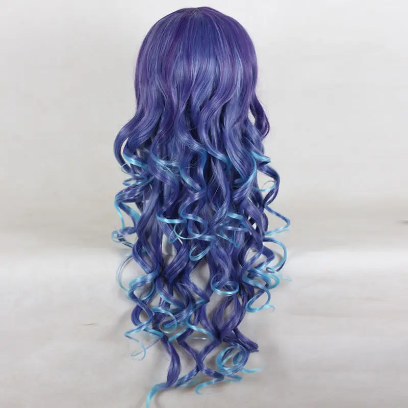 Long Water Wave With Bangs Fashion Blue For Women Party Wig