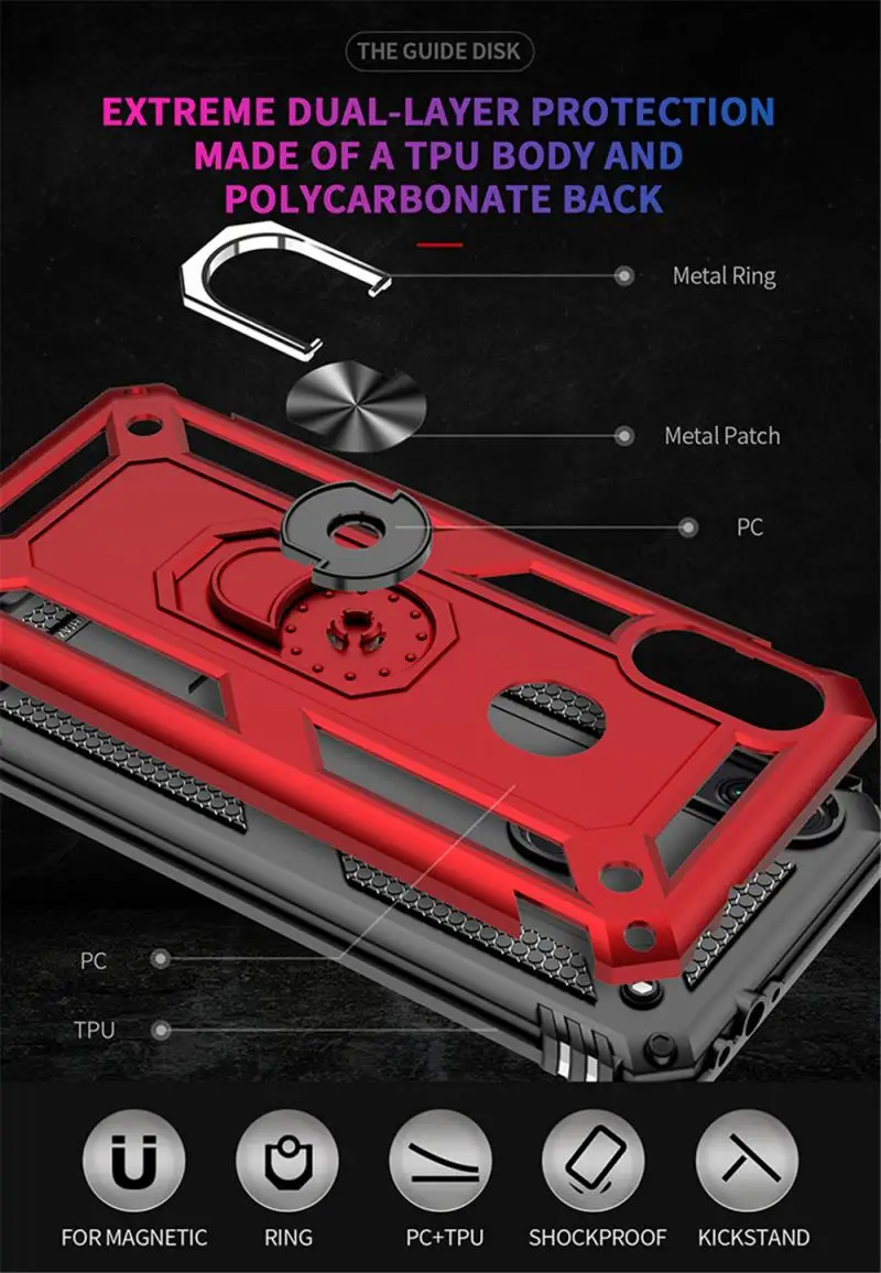 for Xiaomi Redmi Note 8T Case Cover Armor Rugged Military Shockproof Magnetic Car Holder Ring Case for Xiaomi Redmi Note 8T 8 T