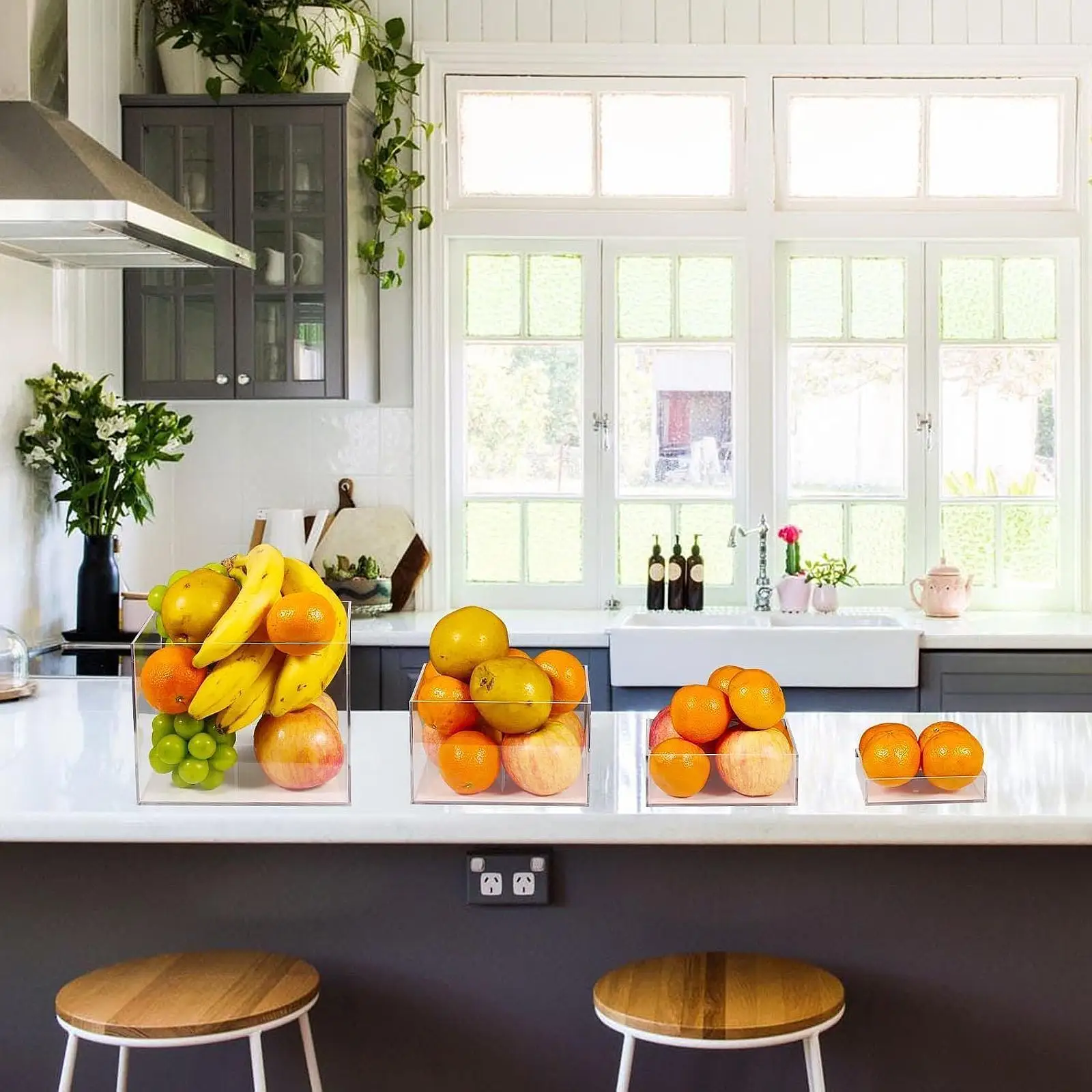 

4x акриловая подставка для дисплея, 5-сторонняя подставка для шведского стола для пищевых ювелирных изделий, косметики