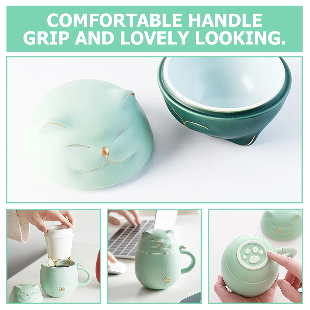 

Керамическая кофейная кружка с кошачьим дизайном, милая чашка для воды с котенком и крышкой и заваркой для чая, кофе, молока, офиса, домашнего использования, подарок