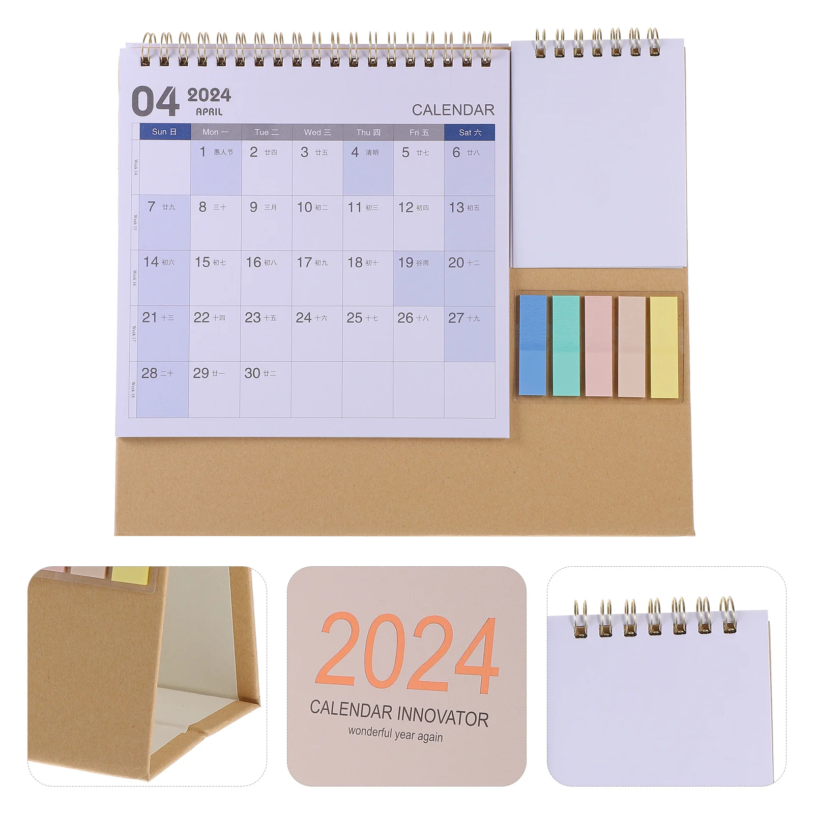 

Modern Desk Calendar 2024 Minimalist Design Multi-Functional Usage Business Memo Notes Office Desk Decoration Countdown Calendar