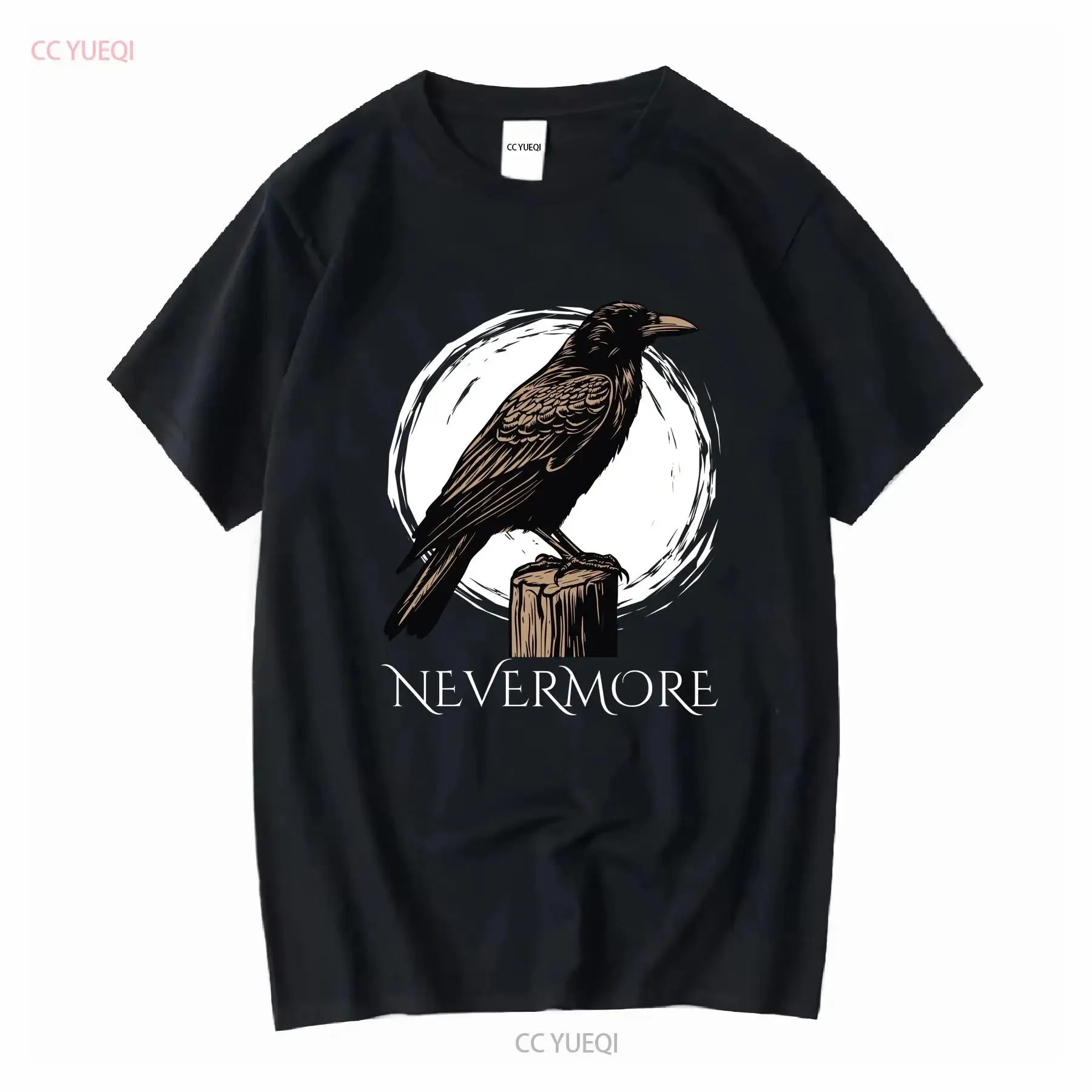 Edgar Allan Poe Nevermore Raven T Shirt long or short sleeves vintage Washed streetwear Versatile Comfortable