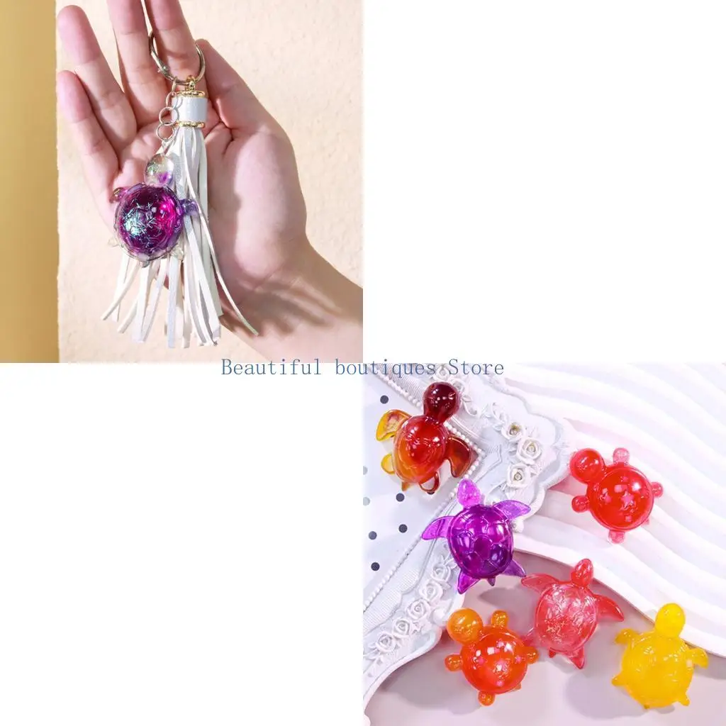 

U4LF 4-Cavity Tortoise Shaped Silicone Mold For Resin Jewelry Pendant DIY Art Projects Flexible Reusable Easy Release