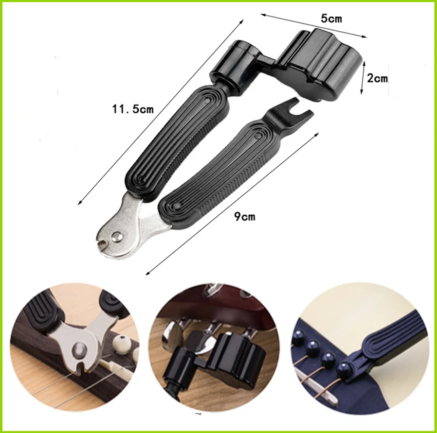 Wooden Guitar String Winder 3 IN 1String Peg Winder + String Cutter + Pin Puller Instrument Guitar Maintenance Tool Repair Tool