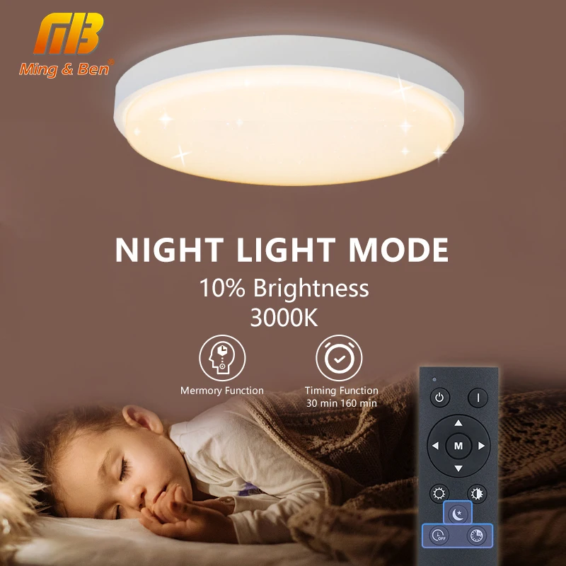 

40cm Stars Smart Ceiling Lamps with Remote Control 36/42W Lustre Dimmable Modern Led Indoor Lighting for Living Room Home Decor