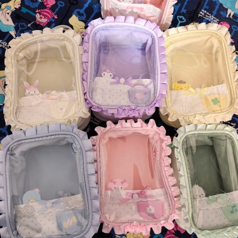 

Kawaii Sanrio Hello Kitty My Melody Cartoon Cute Transparent Creative Lace Handbag Sweet Storage Bag Display DIY Dust Cover Gift