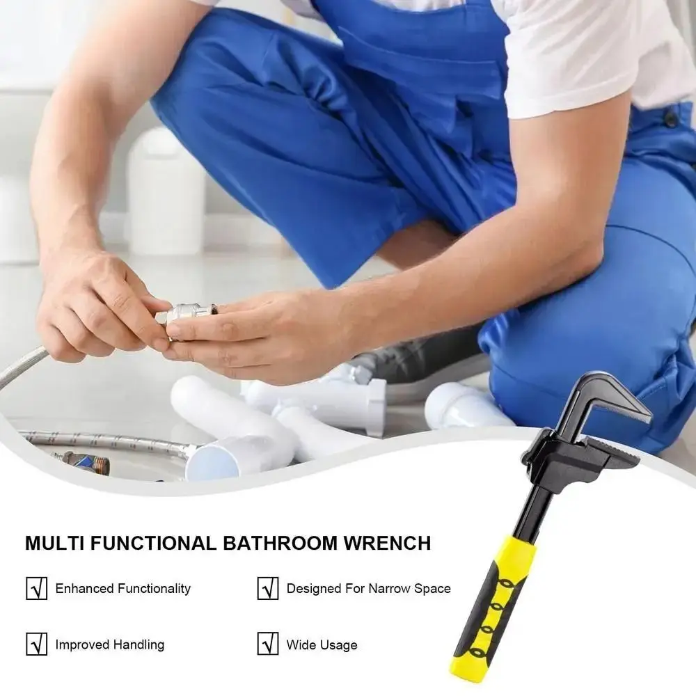 

Large Opening Adjustable Hand Wrench Multi-functional Non-slip Design Plumbing Wrench Right Angle 65 mm Opening