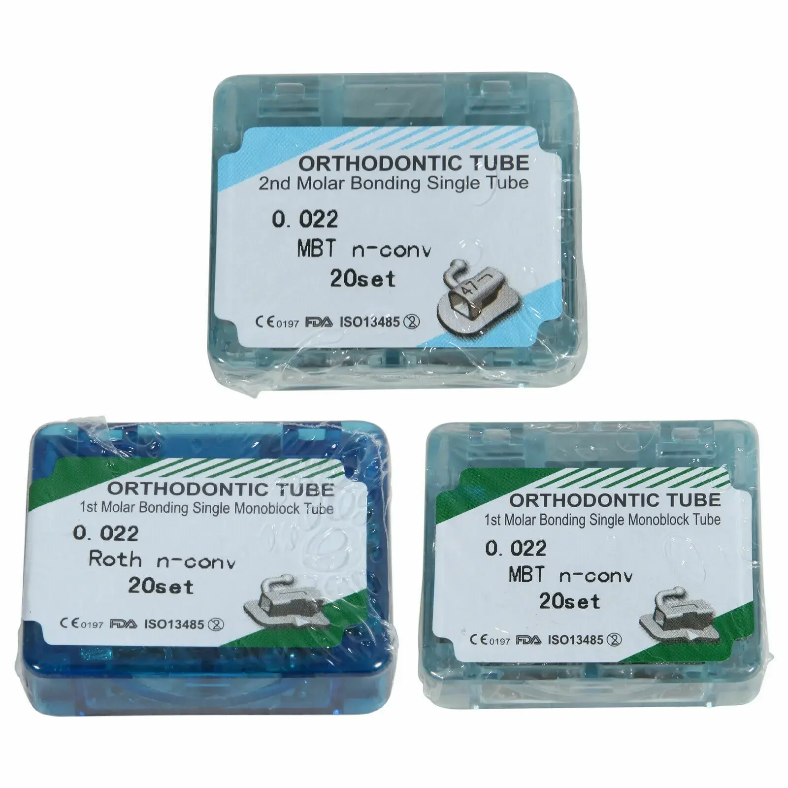 3 Types Dental Orthodontic Buccal Tubes 1st /2nd Non-Convertible Molar Single Tube Bonding MBT/Roth 022